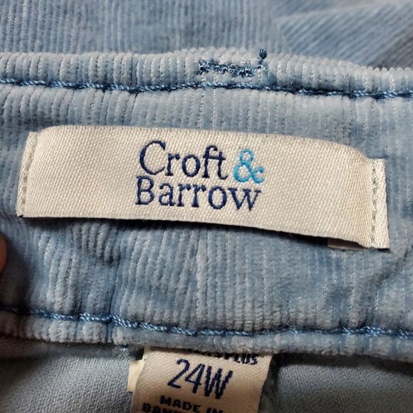 CROFT & BARROW PANTS SIZE 24W LIGHT BLUE CORDUROY STRAIGHT LEG MID RISE - Picture 4 of 7